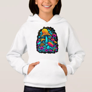 Retro Neon Mushrooms and Flowers Hoodie