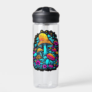 Retro Neon Mushrooms and Flowers  Water Bottle