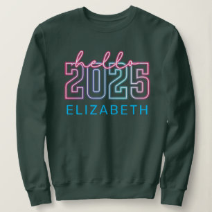 Retro Neon New Year 2025 Vibes Forest Green Sweatshirt