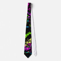 Retro Neon Paint Splatter on Black Tie Retro Neon Paint Splatter on Black Tie