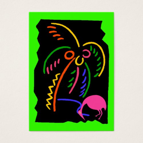 Retro Neon Palm Flamingo Travel Souvenir Gift Tags