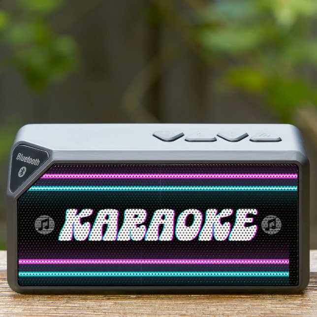 Retro Neon Pink & Blue Karaoke Music Note Bluetooth Speaker (retro neon pink & blue karaoke speaker)