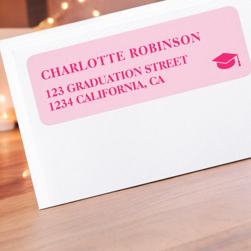 Retro neon pink pastel graduation label