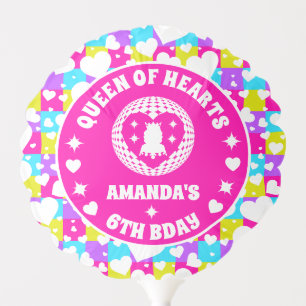 Retro Neon Queen Of Hearts Birthday Balloon