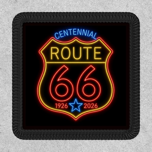 Retro Neon Route 66 Centennial 100th Anniversary  Patch (Front)