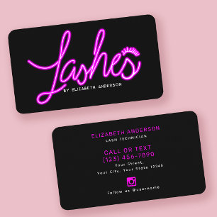 Retro Neon Script Lash Technician Business Card