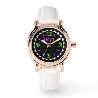 Retro Neon Sign in Violet and Green - Personalized Watch