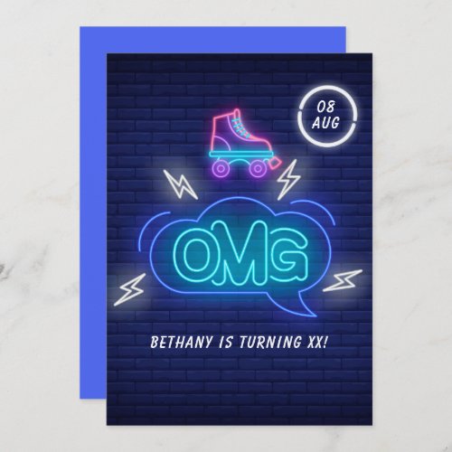 Retro Neon Signs Birthday Invitation