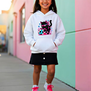 Retro Neon Soccer Cat Fun Gift for Players Hoodie