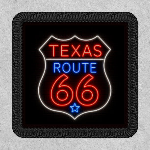Retro Neon Texas Route 66 Iron On Patch State