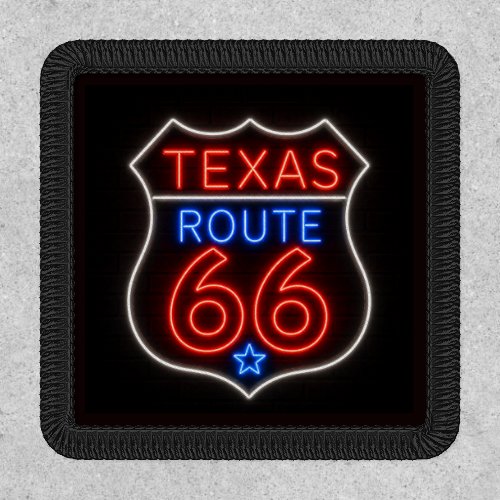 Retro Neon Texas Route 66 Iron On Patch State