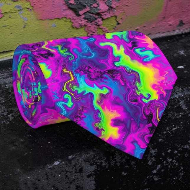 Retro Neon Tie-Dye Custom Necktie (Creator Uploaded)