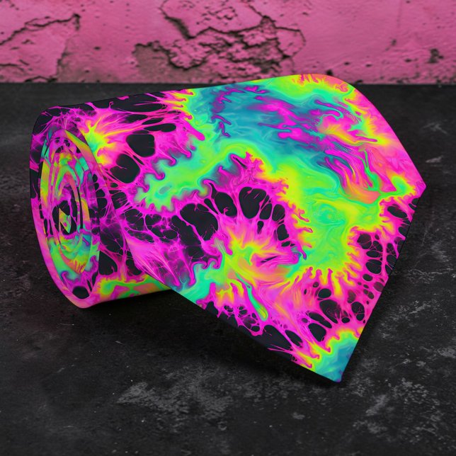 Retro Neon Tie-Dye Custom Necktie (Creator Uploaded)