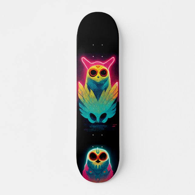 Retro Neon Vaporwave Owls Board (Front)