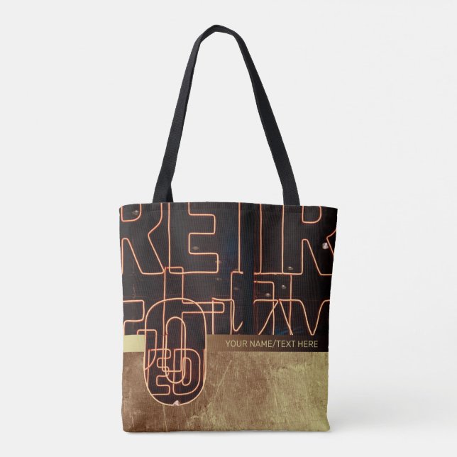 Retro neon with personalized name/text Tote Bag (Back)