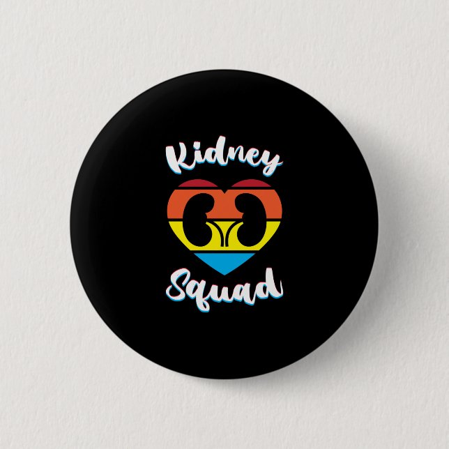 Retro Nephrology Team Dialysis Nurse Kidney Squad Button (Front)