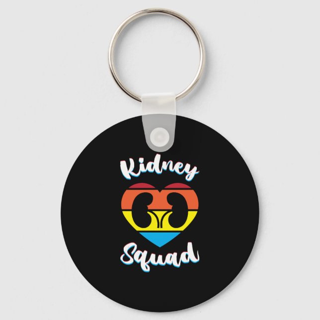 Retro Nephrology Team Dialysis Nurse Kidney Squad Keychain (Front)