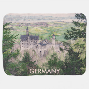 Retro Neuschwanstein Castle in Germany Baby Blanket