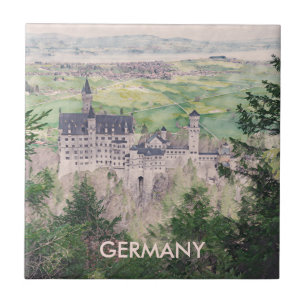 Retro Neuschwanstein Castle in Germany Ceramic Tile