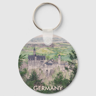 Retro Neuschwanstein Castle in Germany Keychain