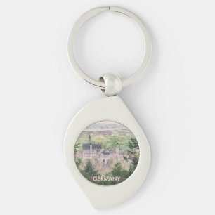 Retro Neuschwanstein Castle in Germany Keychain