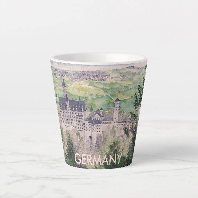 Retro Neuschwanstein Castle in Germany Latte Mug (Front)