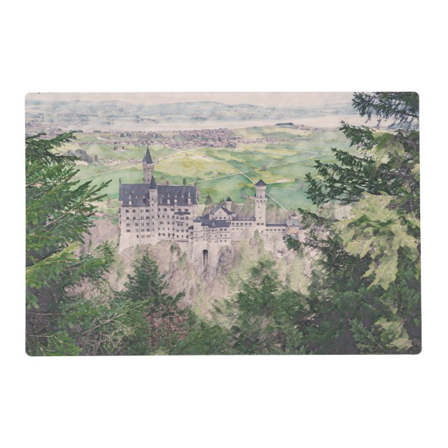 Retro Neuschwanstein Castle in Germany Placemat (Front)