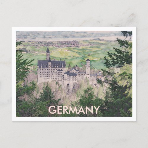Retro Neuschwanstein Castle in Germany Postcard