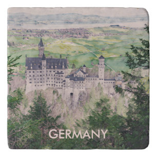 Retro Neuschwanstein Castle in Germany Trivet