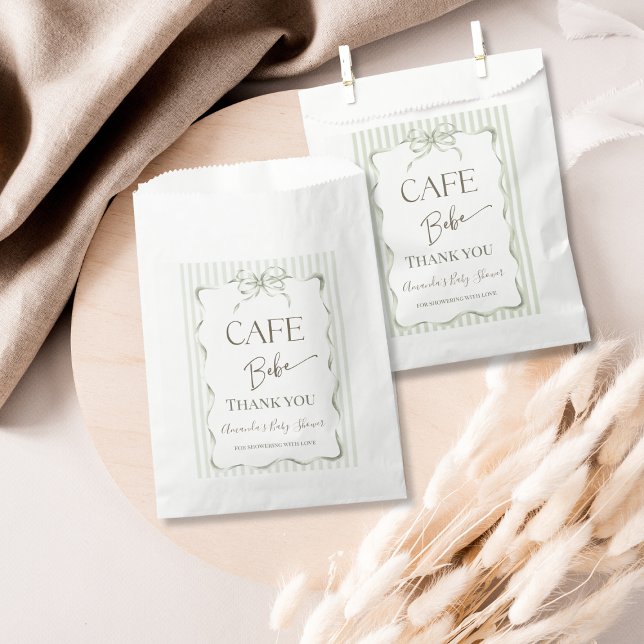 Retro Neutral Bow Cafe Bebe Coffee Baby Shower Favor Bag (Creator Uploaded)