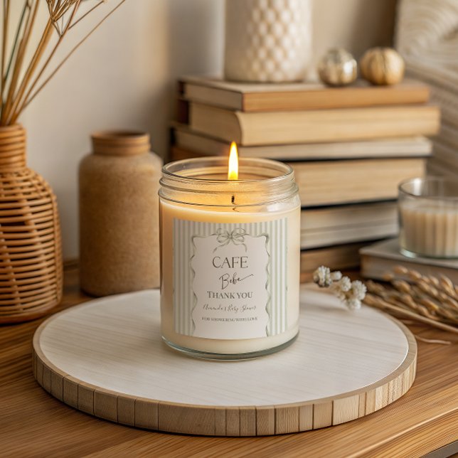 Retro Neutral Bow Cafe Bebe Coffee Baby Shower Square Sticker (Creator Uploaded)