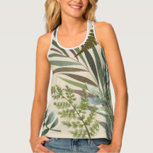 Retro Neutral Sage Floral Fern Botanical Foliage