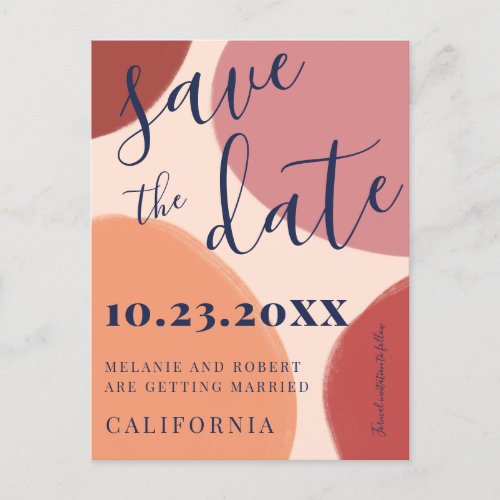 Retro neutral shapes earth wedding save the date announcement postcard