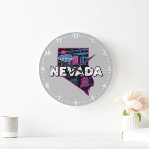 Retro Nevada Silhouette Large Clock