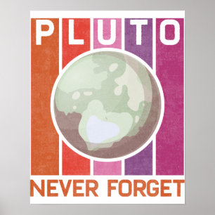 Retro Never Forget Pluto Funny Space Science Poster