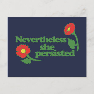 Retro Nevertheless she Persisted Red Poppy Postcard