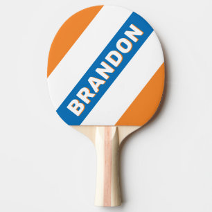 Retro New Amsterdam Bold Stripes with Name Ping Pong Paddle