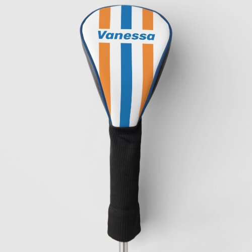 Retro New Amsterdam Pin Stripes with Name Golf Head Cover