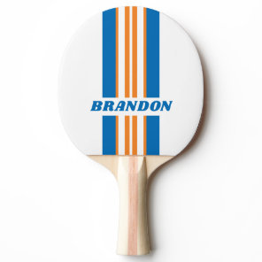 Retro New Amsterdam Rally Stripe with Name Ping Pong Paddle