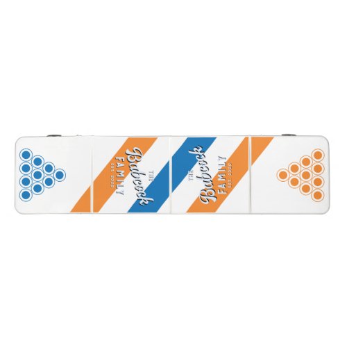 Retro New Amsterdam Stripes Family Name & Year Beer Pong Table