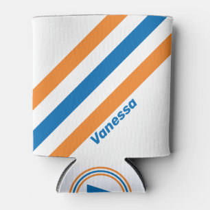 Retro New Amsterdam Stripes with Name Can Cooler