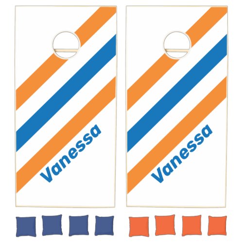 Retro New Amsterdam Stripes with Name Cornhole Set