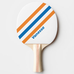 Retro New Amsterdam Stripes with Name Ping Pong Paddle