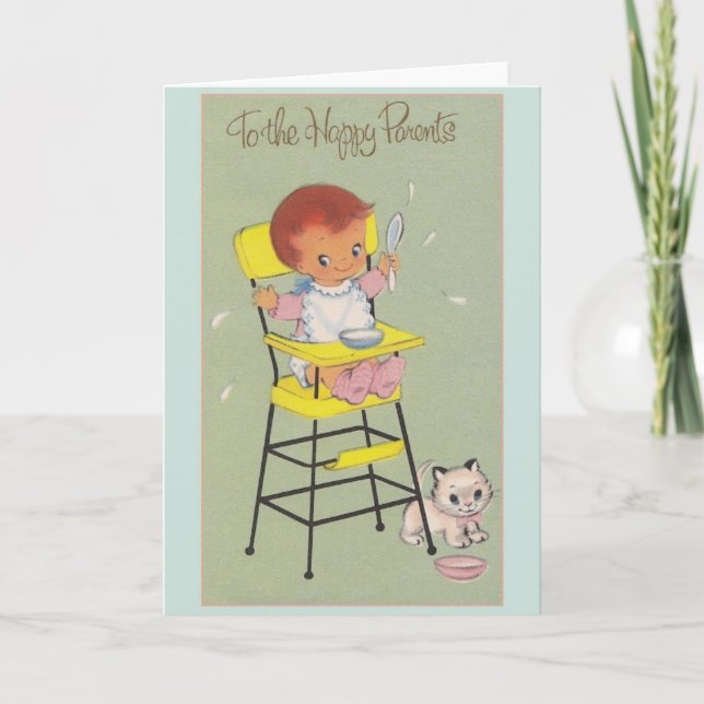 Retro New Baby Greeting Card (Front)