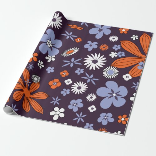 Retro New Design Floral Indie Flower Drawing Aesth Wrapping Paper