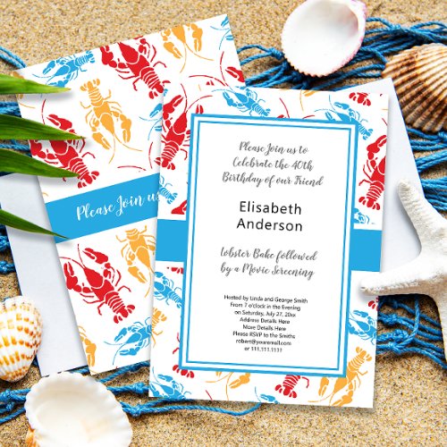 Retro New England Lobster Bake Party Invitation