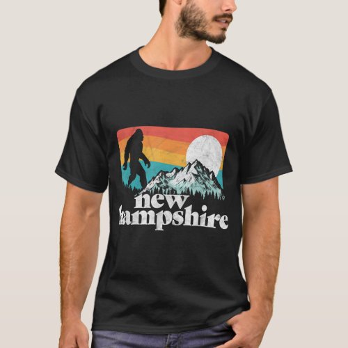 Retro New Hampshire Bigfoot Mountains T_Shirt