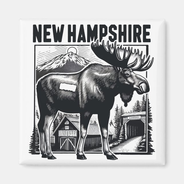 Retro New Hampshire Magnet (Front)