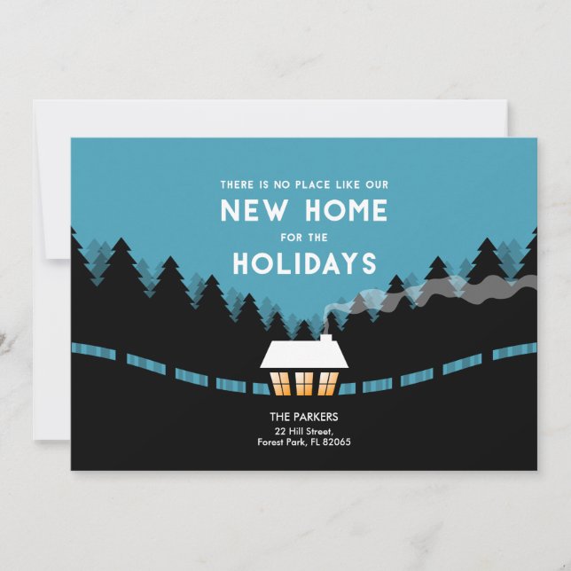 Retro new Home for the Holidays in the woods Card (Front)