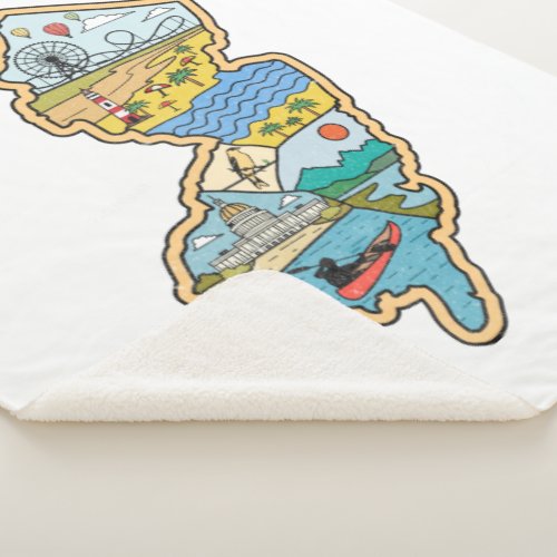 Retro New Jersey Cape May Atlantic City Souvenir Sherpa Blanket